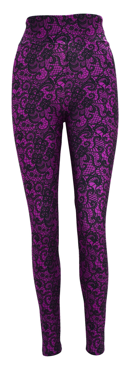 PAISLEY LACE LEGGINGS Womens Lace Printed Leggings Lace Pattern