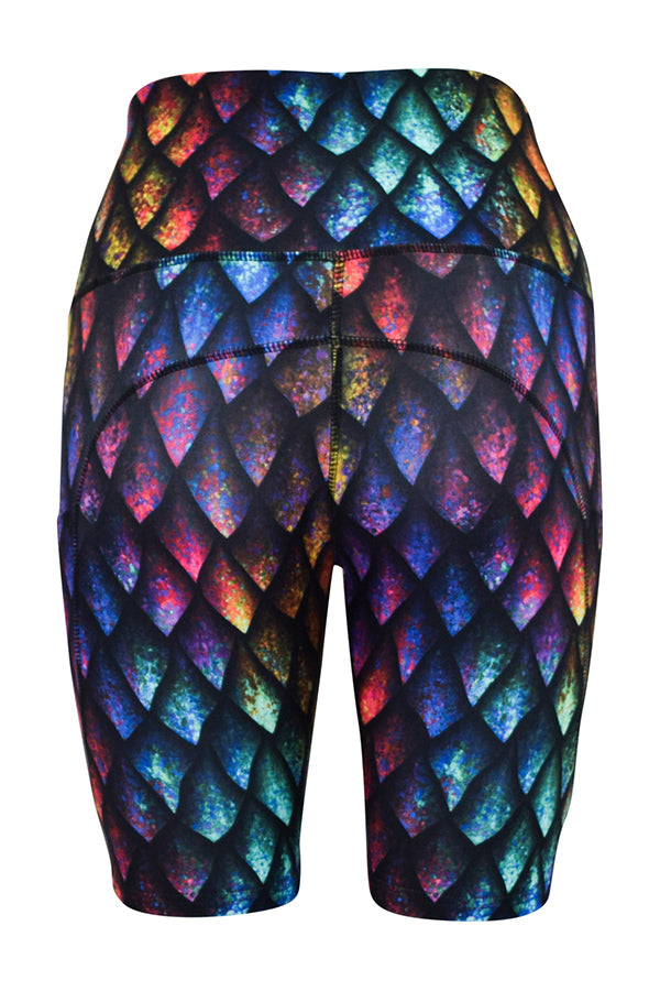 Rainbow Dragon Scales Shorts + Pockets-Pocket Shorts