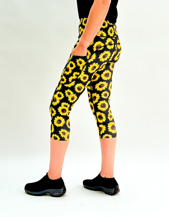 Sunflower Sunshine Activewear + Pockets-Activewear Leggings
