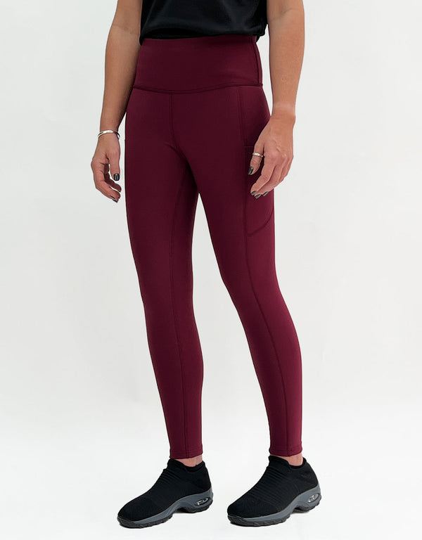 Burgundy Magic Winter-Lined Thermal Leggings