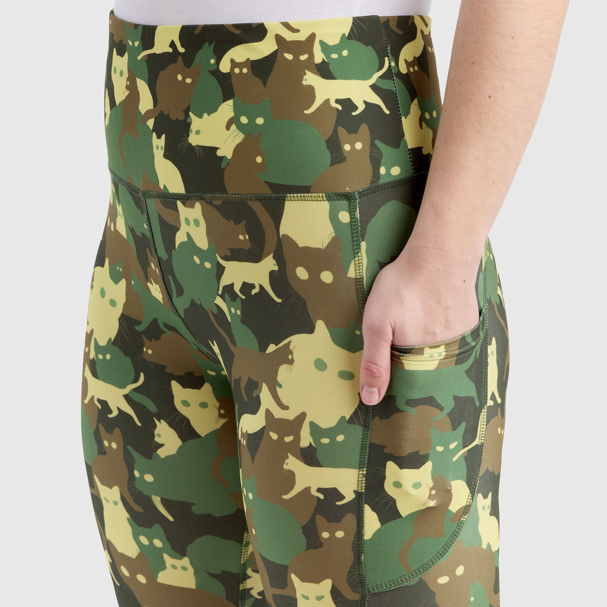 Catoflage Pocket Leggings - Cat Print Leggings - Llama Leisure
