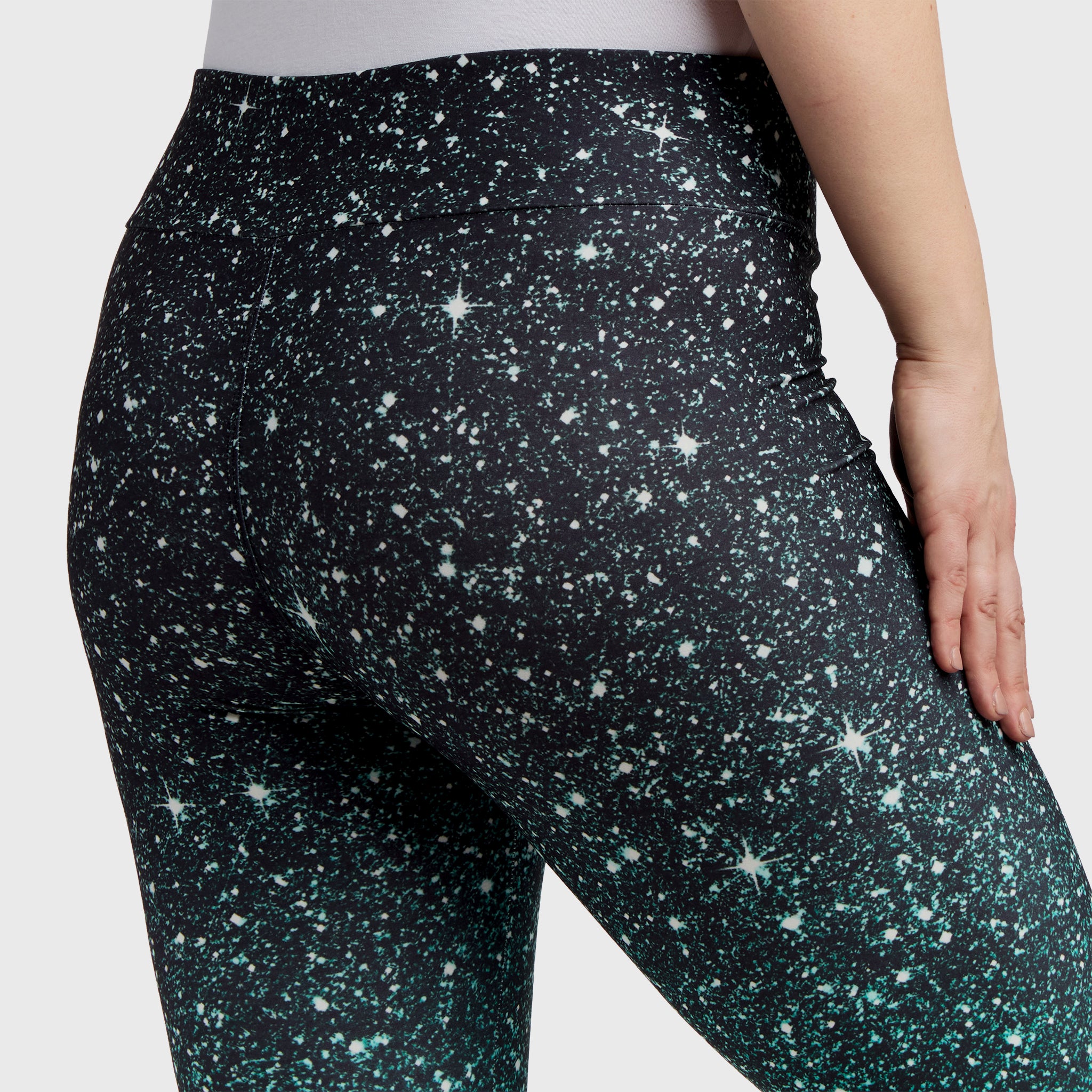 Emerald Cosmos Leggings - Green Galaxy Print - Llama Leisure
