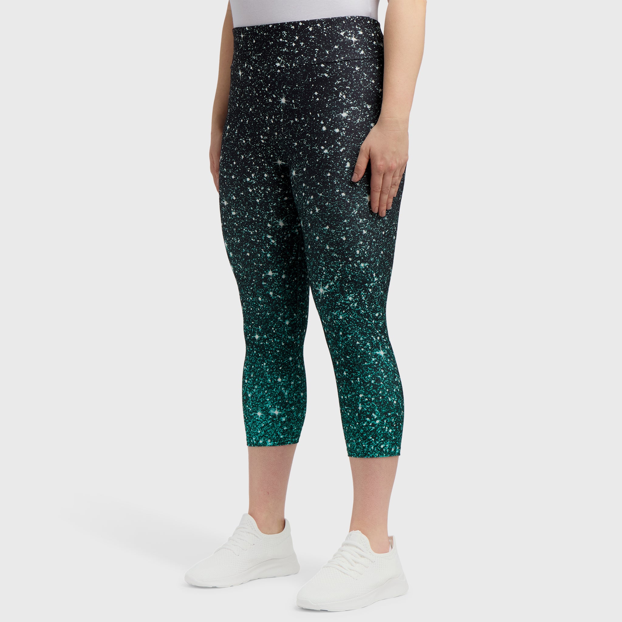 Emerald Cosmos Leggings - Green Galaxy Print - Llama Leisure
