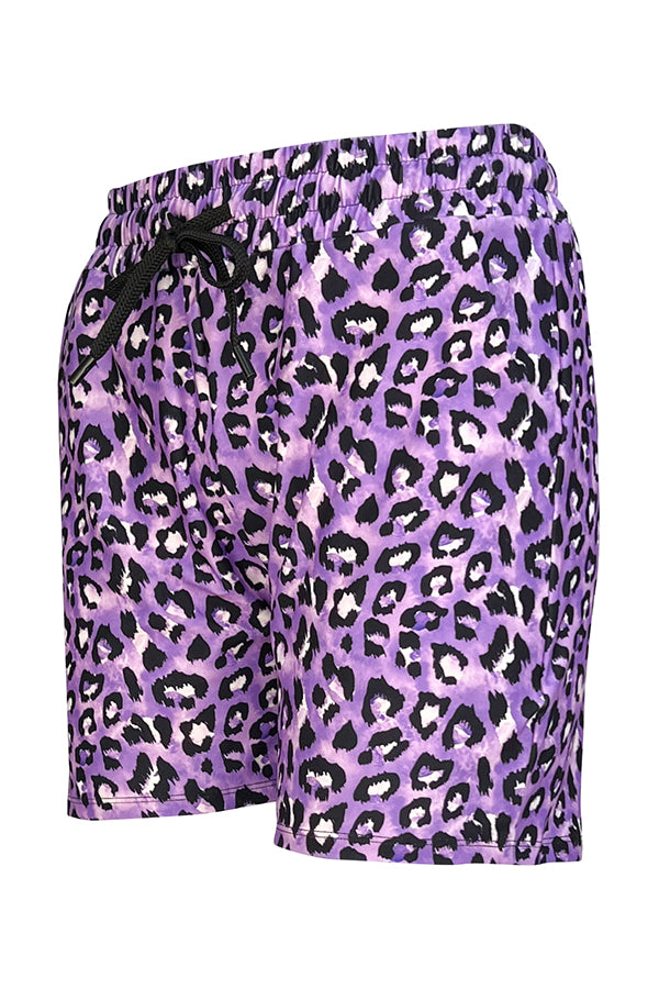 Lilac Leopard Jogger Shorts-Jogger Shorts