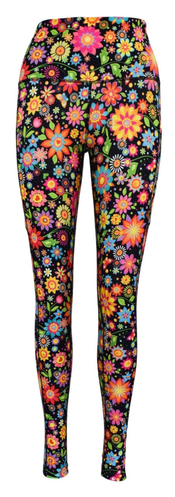 Flower Fiesta + Pockets-Adult Pocket Leggings