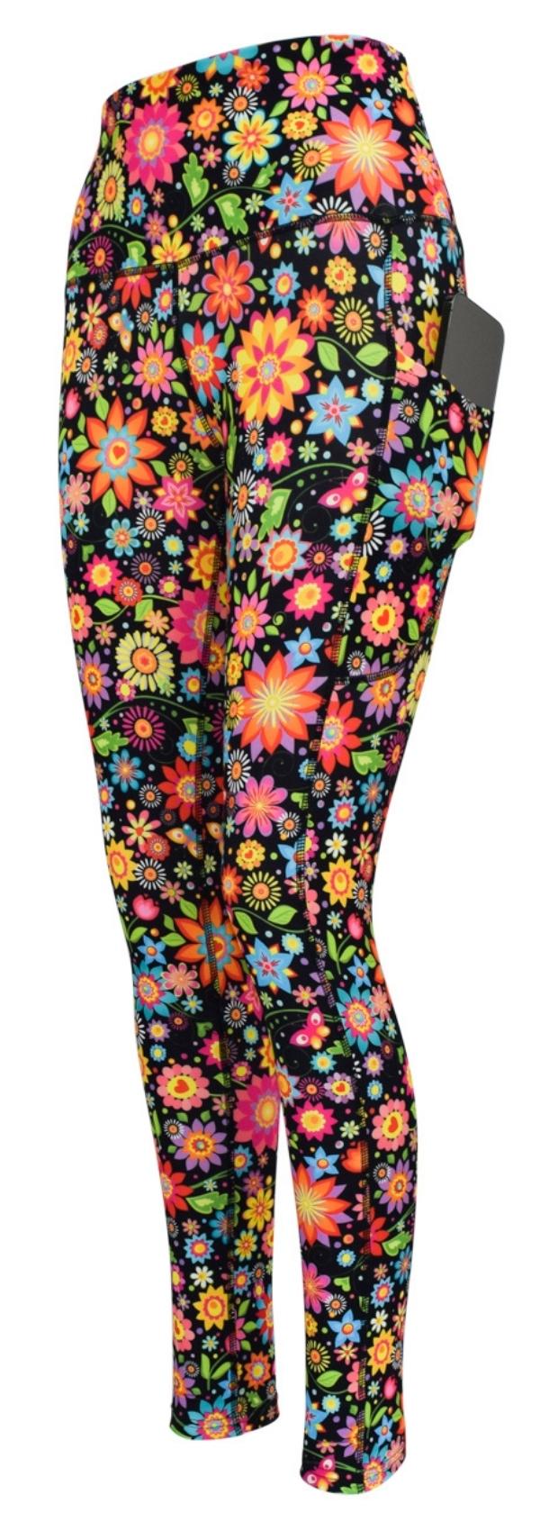 Flower Fiesta + Pockets-Adult Pocket Leggings