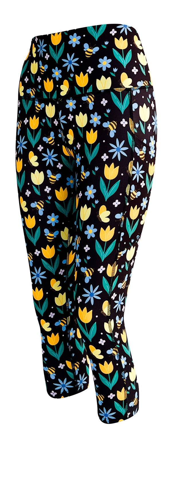 Bumblebee Blooms + Pockets-Adult Pocket Leggings