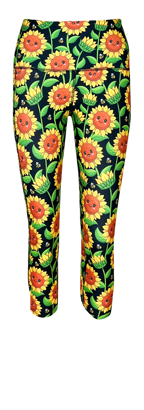 Sunflower Smiles + Pockets-Adult Pocket Leggings