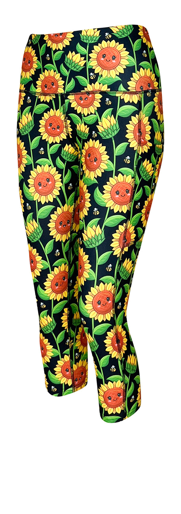 Sunflower Smiles + Pockets-Adult Pocket Leggings