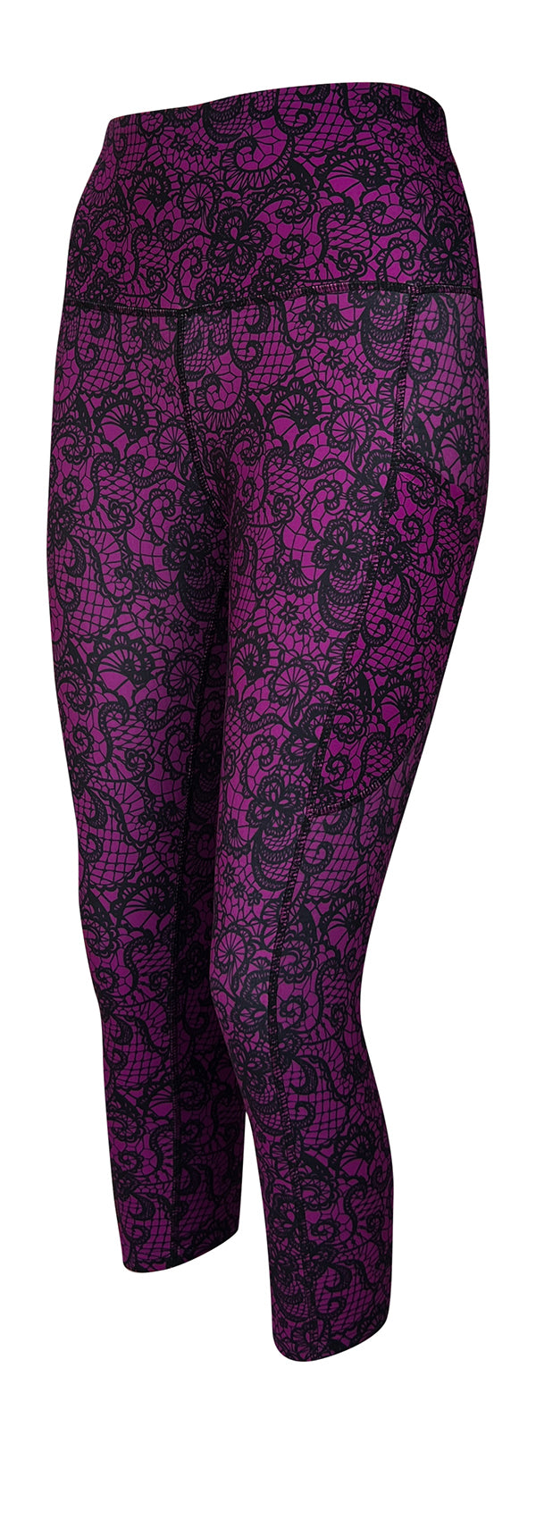 Magenta Lace + Pockets-Adult Pocket Leggings