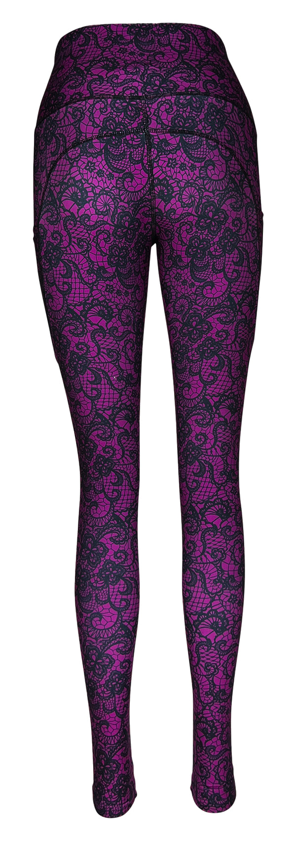 Magenta Lace + Pockets-Adult Pocket Leggings