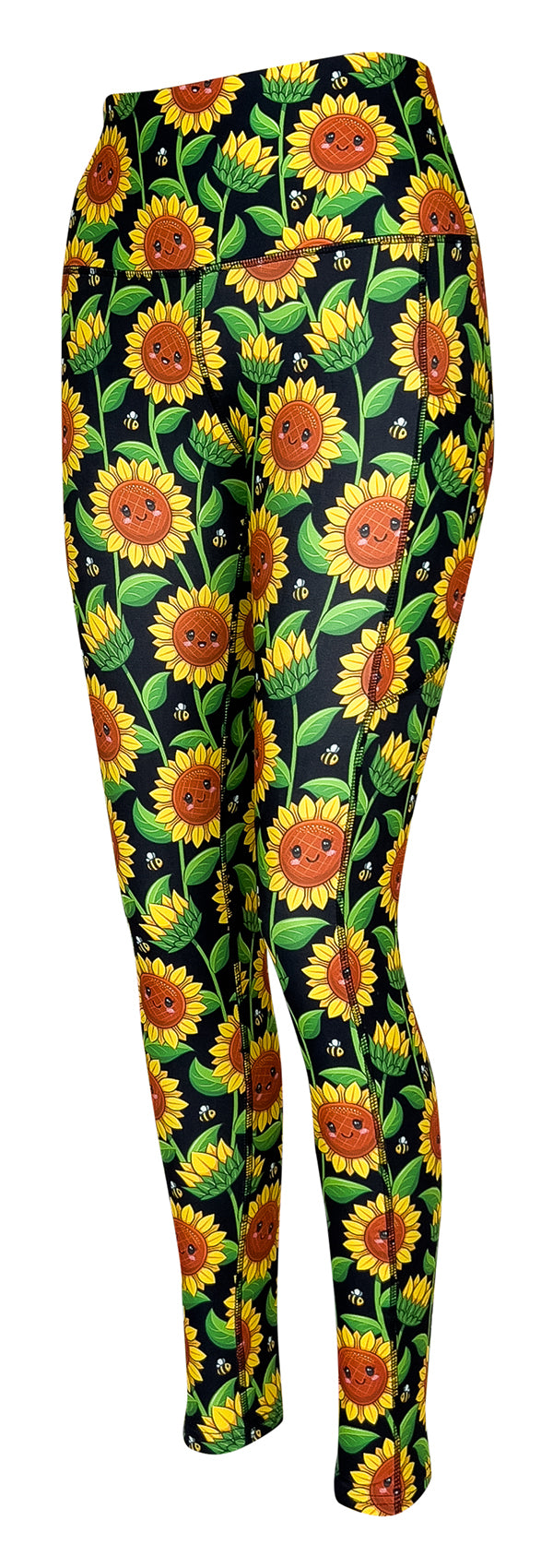 Sunflower Smiles + Pockets-Adult Pocket Leggings