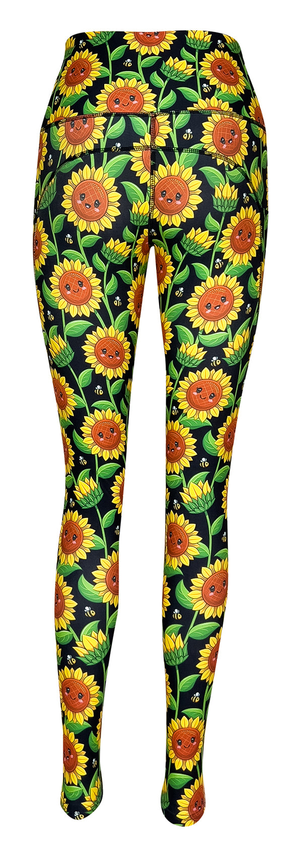 Sunflower Smiles Pocket Leggings – Floral Print Leggings – Llama