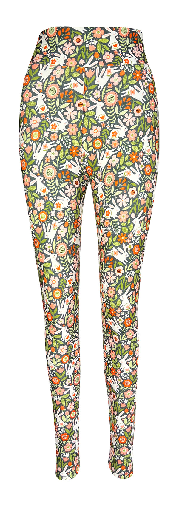 LEG-28 {Blooming Apple} White Floral Printed Leggings EXTENDED