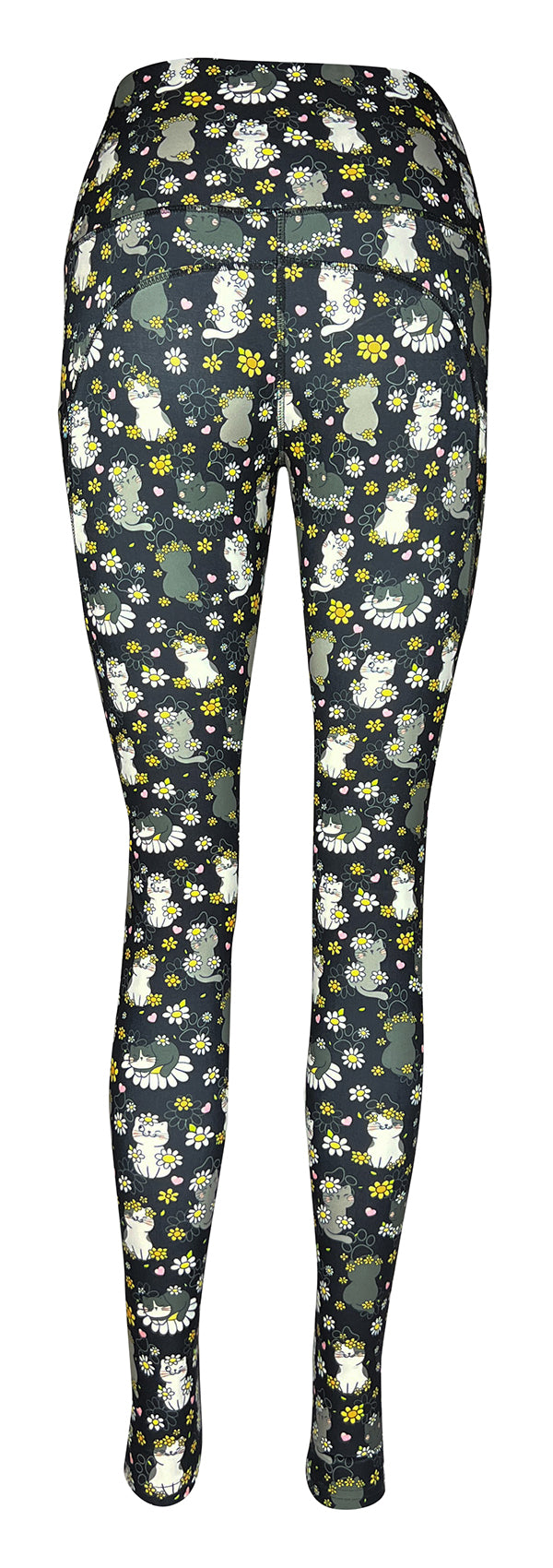 Daisy Cats + Pockets-Adult Pocket Leggings