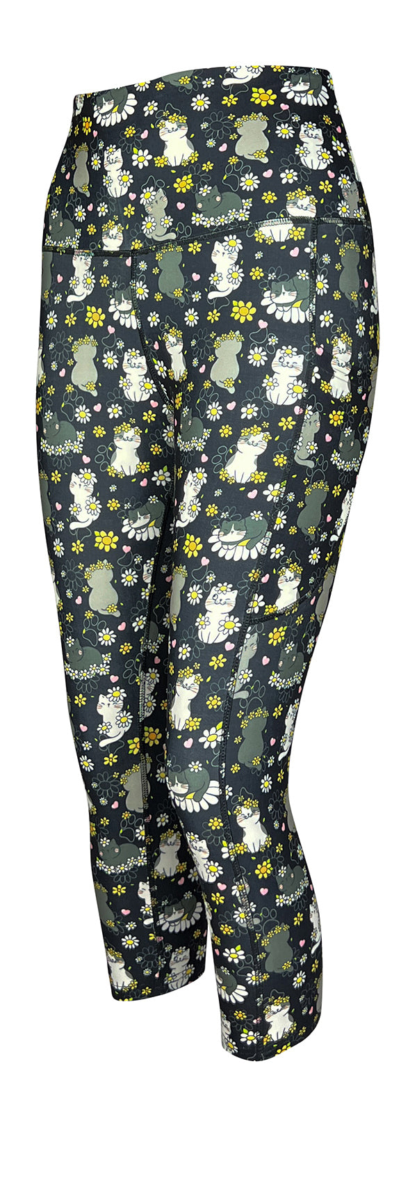 Daisy Cats + Pockets-Adult Pocket Leggings