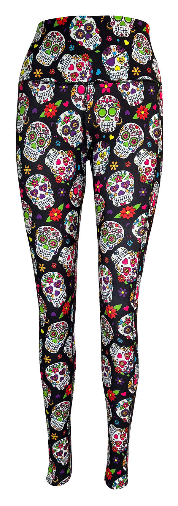 Festival Skulls + Pockets-Adult Pocket Leggings