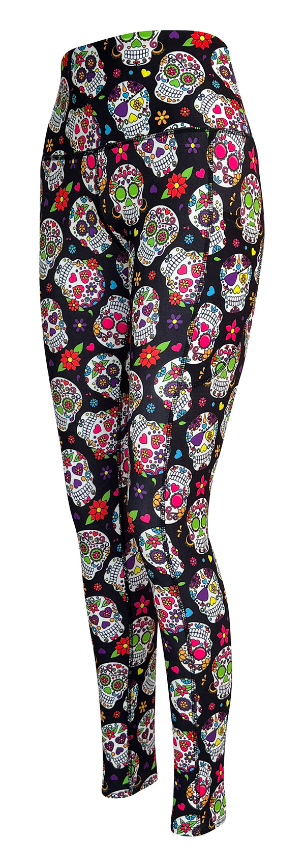 Festival Skulls + Pockets-Adult Pocket Leggings