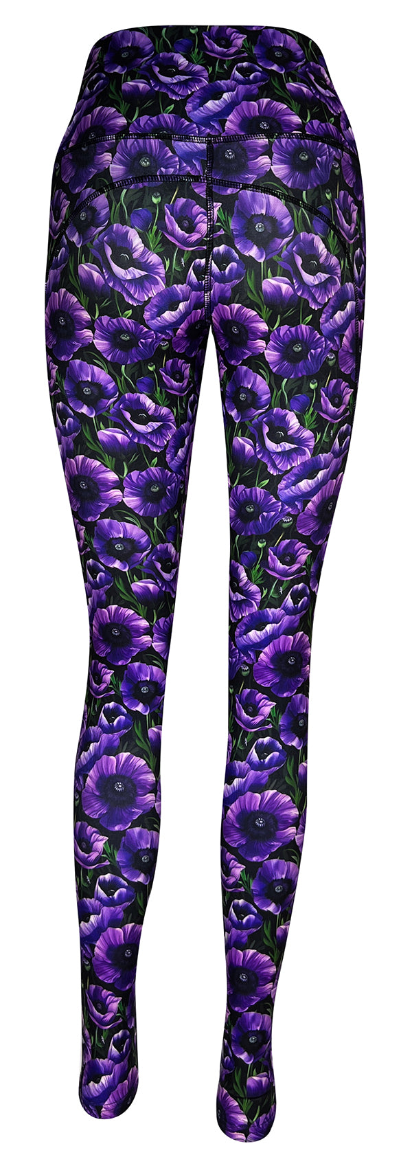 Purple Poppies + Pockets-Adult Pocket Leggings