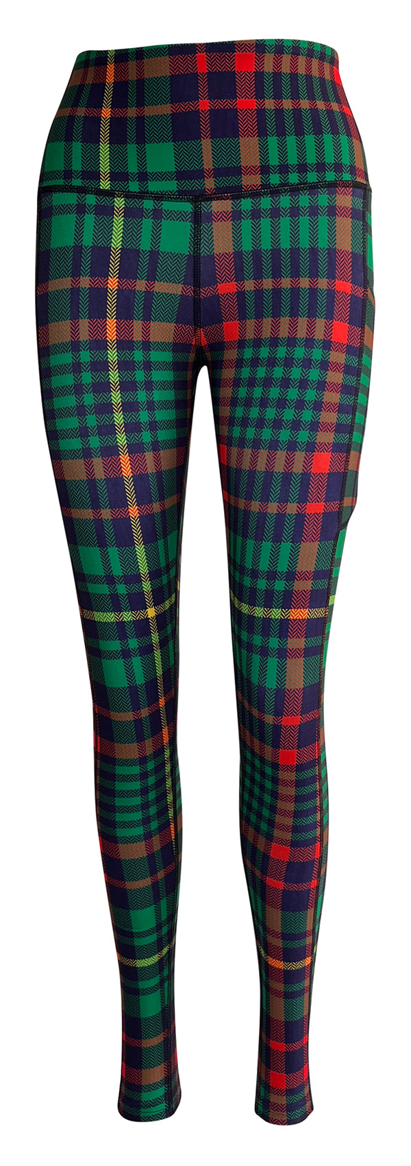 Christmas Tartan + Pockets-Adult Pocket Leggings