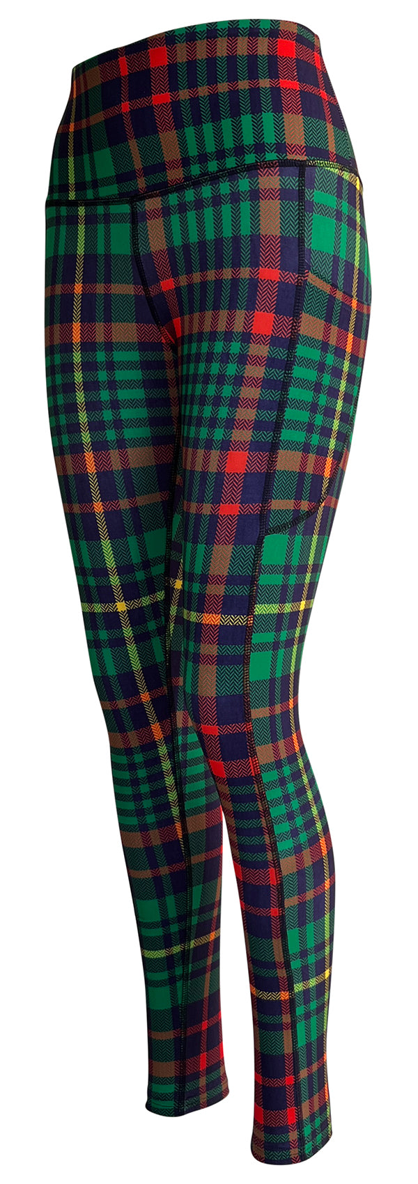 Christmas Tartan + Pockets-Adult Pocket Leggings