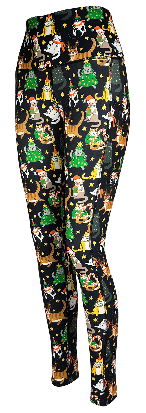 Christmas Cats + Pockets-Adult Pocket Leggings