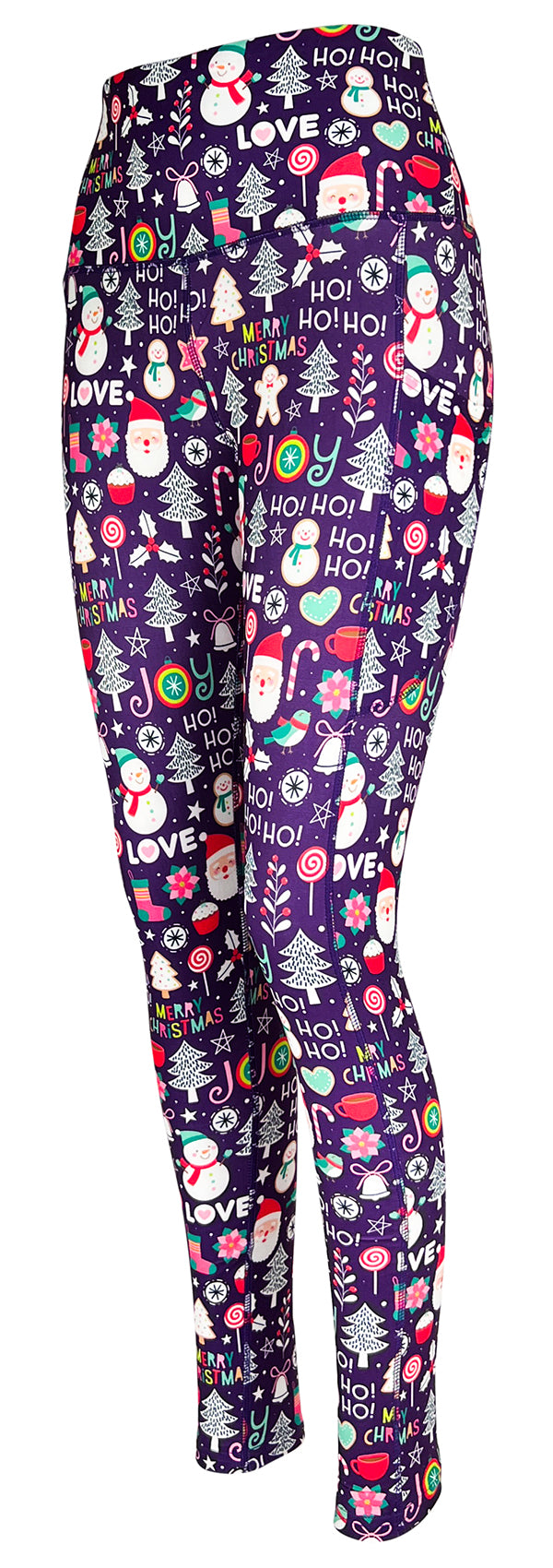 Ho Ho Holiday (Plum) + Pockets-Adult Pocket Leggings