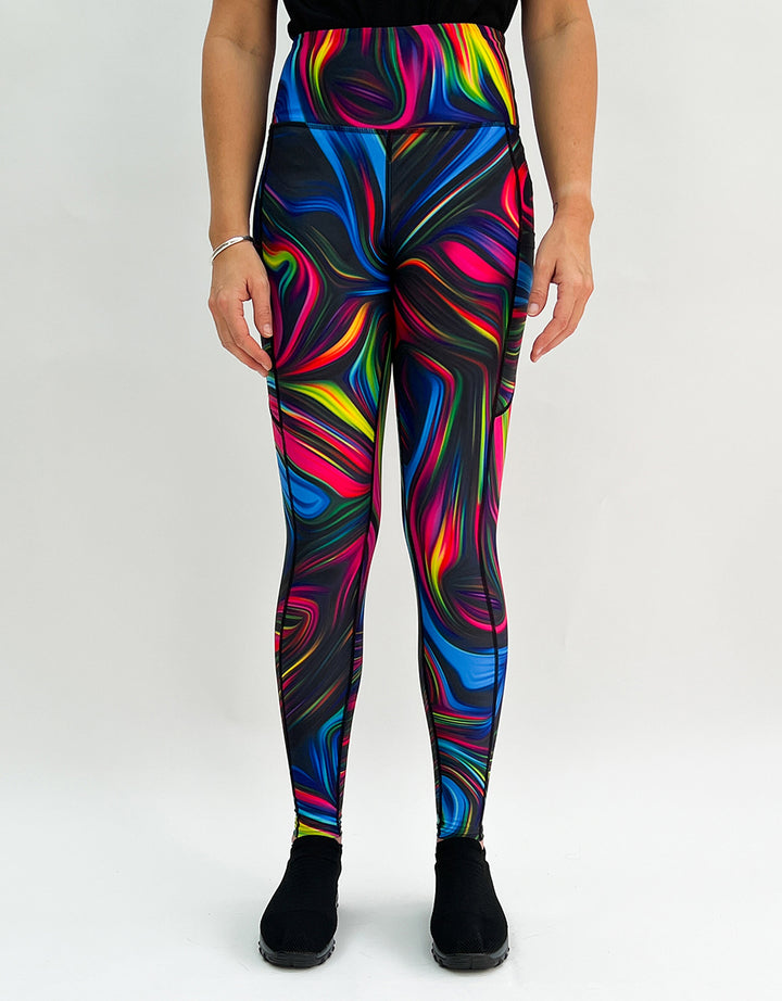 Neon Swirl Activewear + Pockets-Activewear Leggings