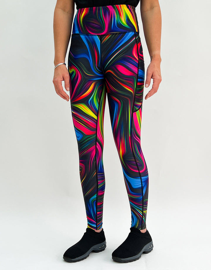 Neon Swirl Activewear + Pockets-Activewear Leggings