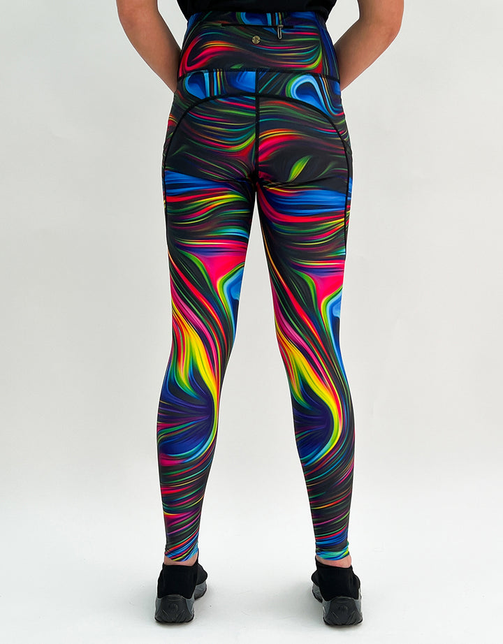 Neon Swirl Activewear + Pockets-Activewear Leggings