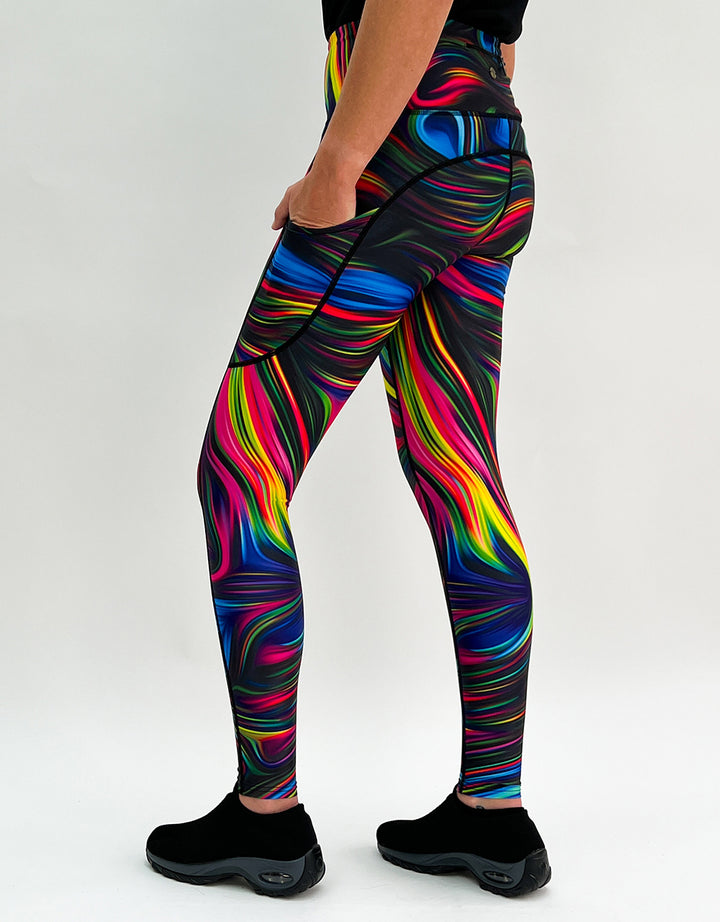 Neon Swirl Activewear + Pockets-Activewear Leggings