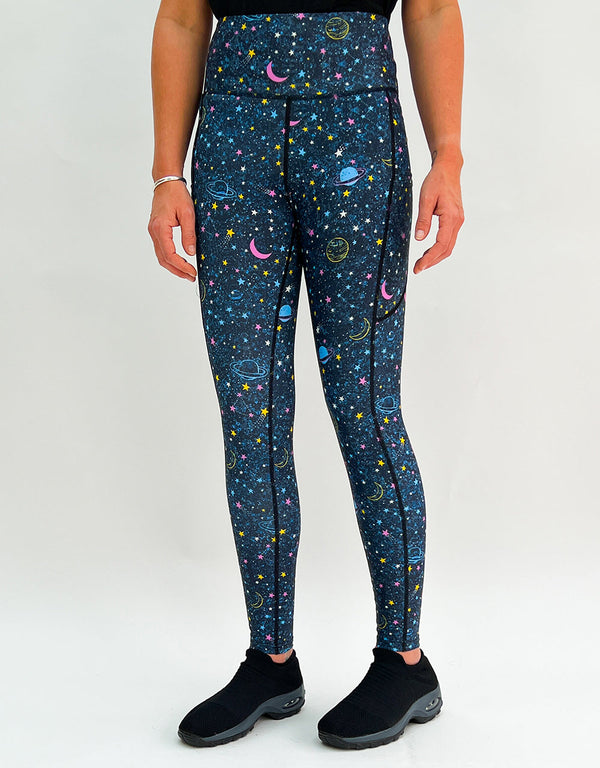 Women's Out Of This World activewear leggings with intergalactic print and pockets