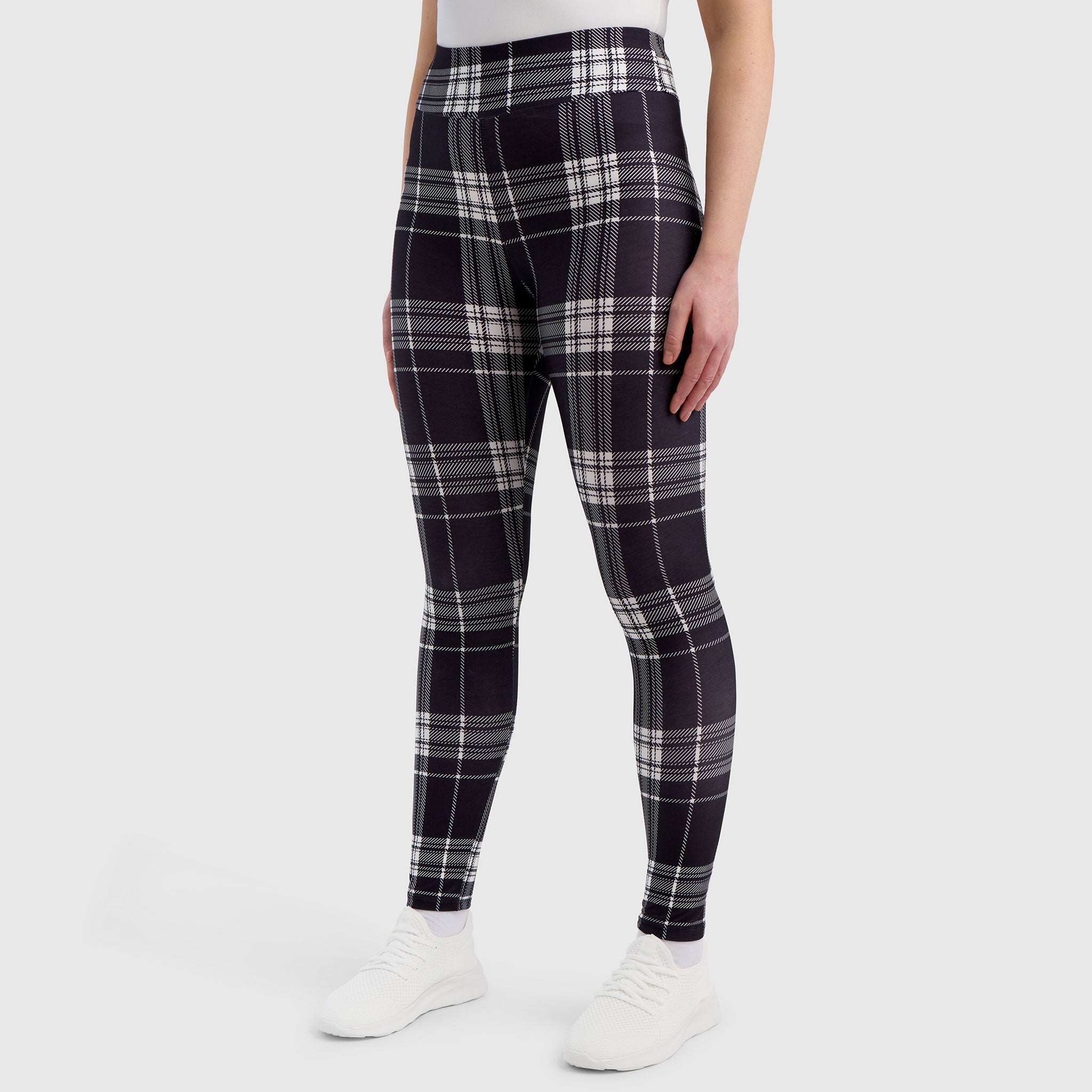 Monochrome Tartan Leggings | Scottish Tartan Print | Soft