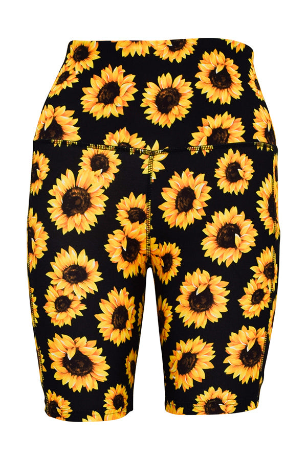 Sunflower Sunshine Shorts + Pockets-Pocket Shorts