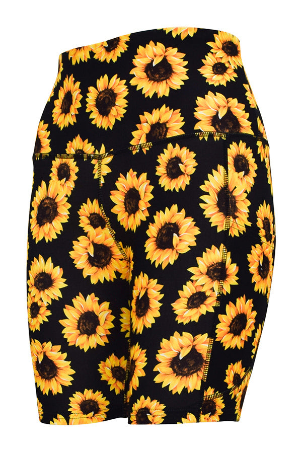 Sunflower Sunshine Shorts + Pockets-Pocket Shorts