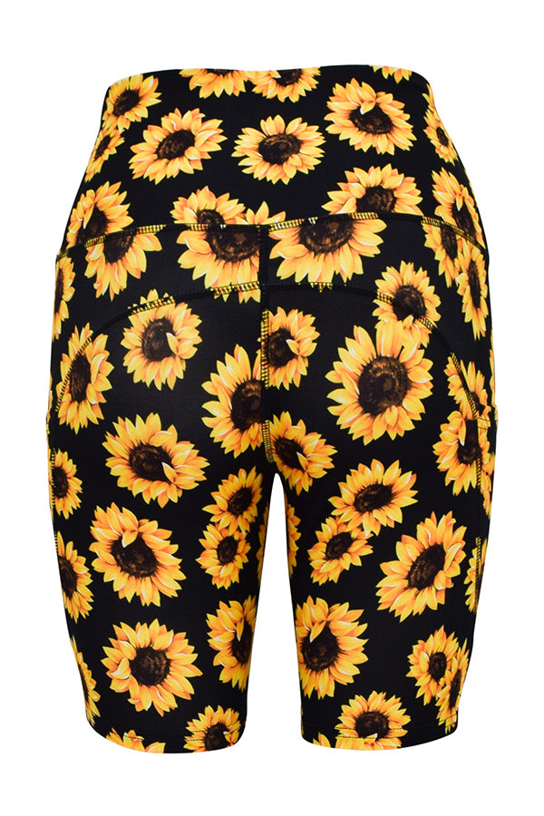 Sunflower Sunshine Shorts + Pockets-Pocket Shorts