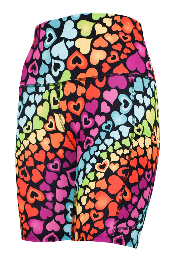 Rainbow Hearts Shorts + Pockets-Pocket Shorts