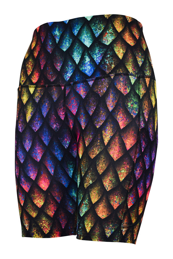 Rainbow Dragon Scales Shorts + Pockets-Pocket Shorts