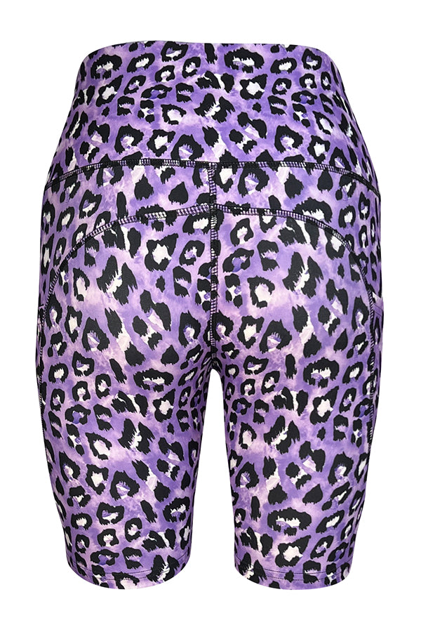 Lilac Leopard Shorts + Pockets-Pocket Shorts