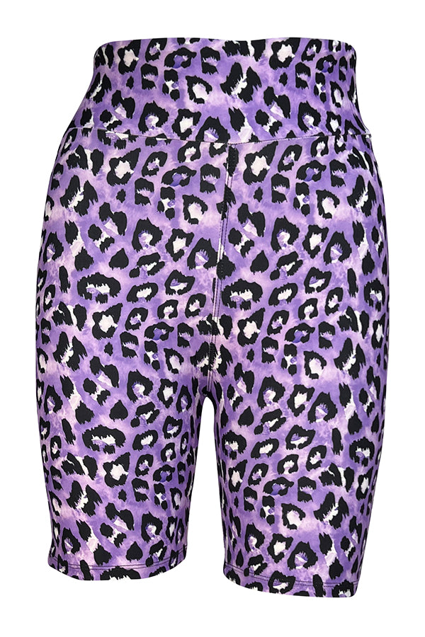 Lilac Leopard Shorts-Shorts