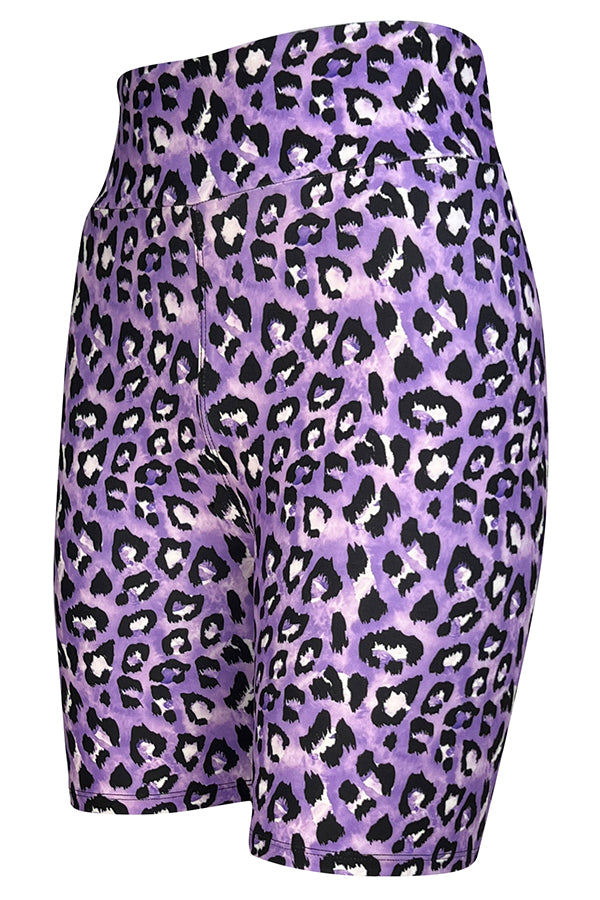 Lilac Leopard Shorts-Shorts