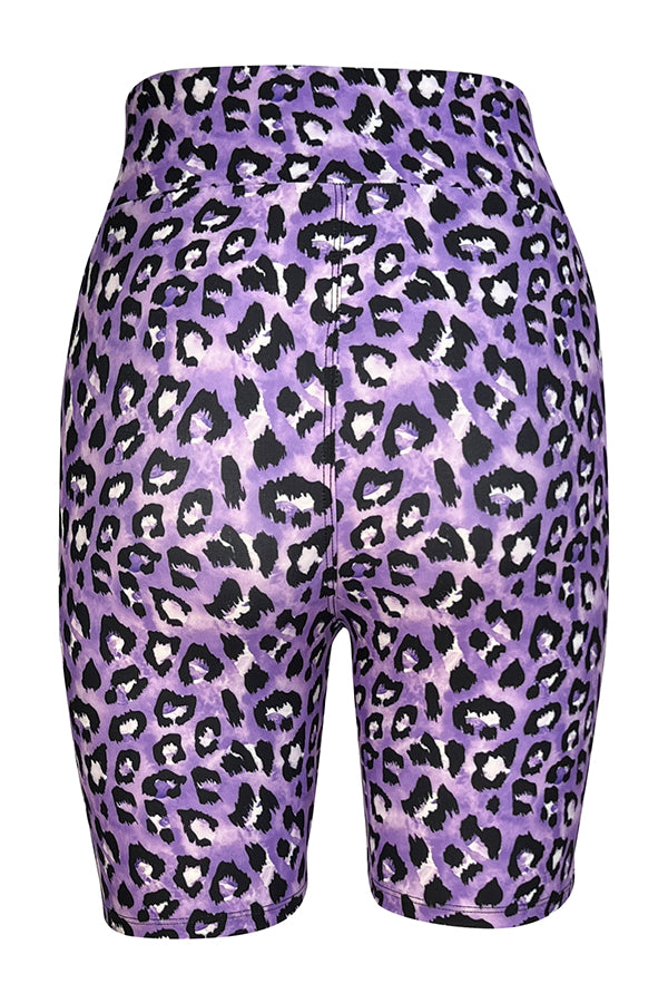 Lilac Leopard Shorts-Shorts