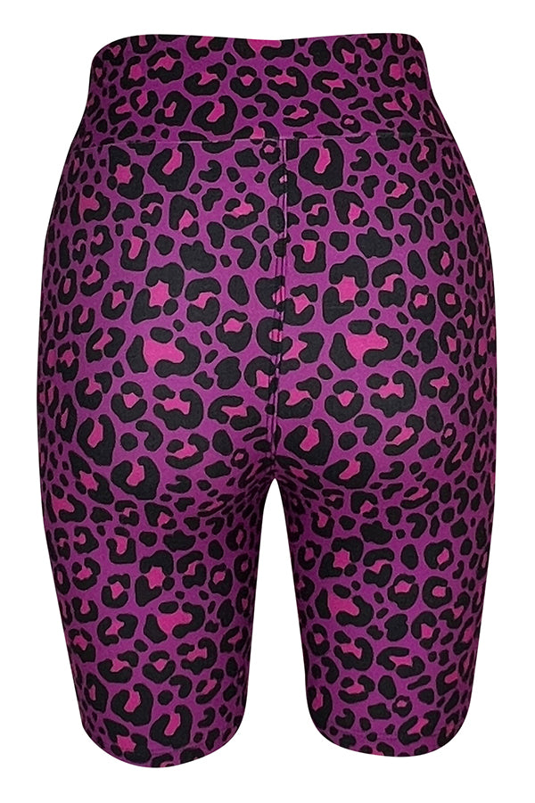 Purple Leopard Shorts-Shorts