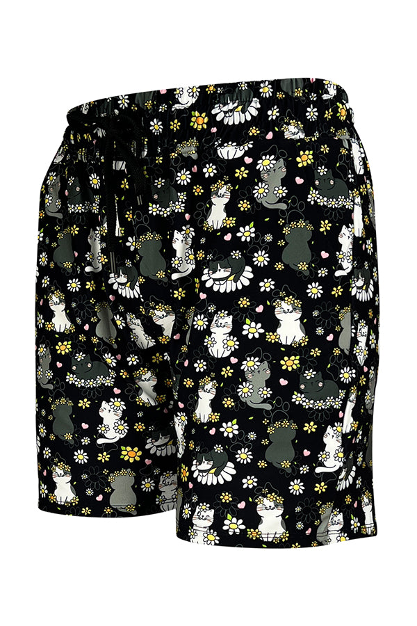 Daisy Cats Jogger Shorts-Jogger Shorts