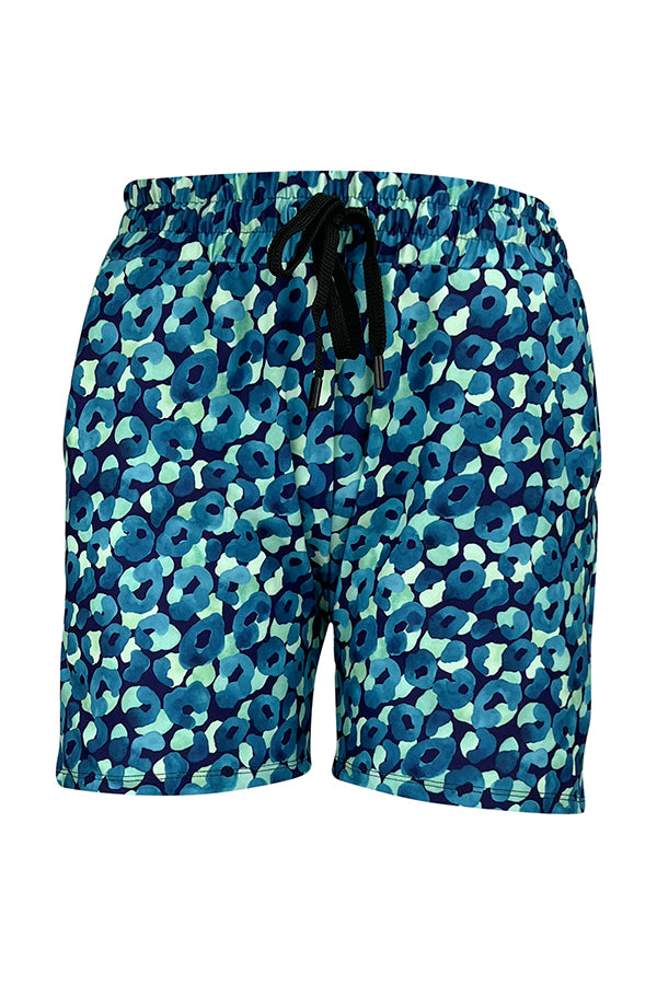 Leopard Lagoon Jogger Shorts-Jogger Shorts