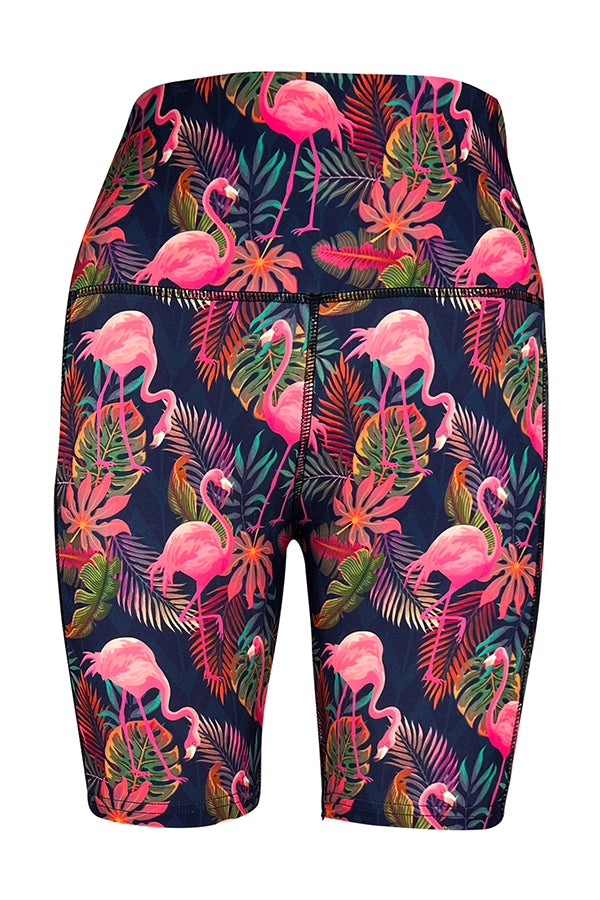 Tropical Flamingo Shorts + Pockets-Pocket Shorts