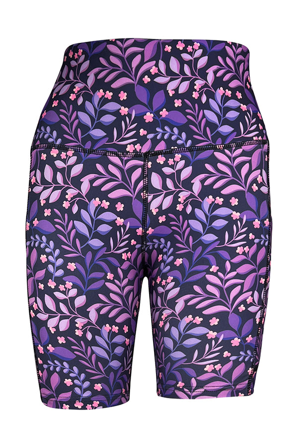 Purple Petals Shorts + Pockets-Pocket Shorts