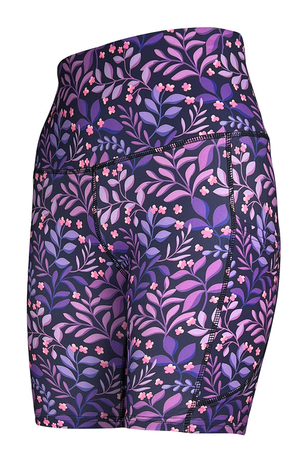 Purple Petals Shorts + Pockets-Pocket Shorts