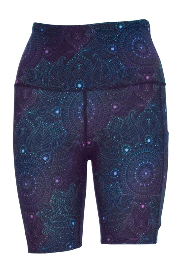 Midnight Mandala Shorts + Pockets-Pocket Shorts