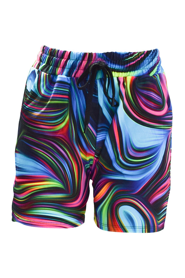 Neon Swirl Jogger Shorts-Jogger Shorts
